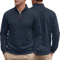 Men's Diamond Pattern Long Sleeve Half Zip Stand Collar Casual Knit Pullover Sweatshirt