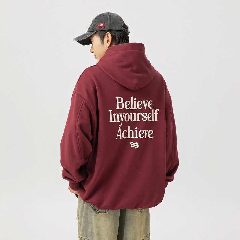 Oversized Heavyweight Vintage Puff Print Long Sleeve Hooded Unisex Sweatshirt