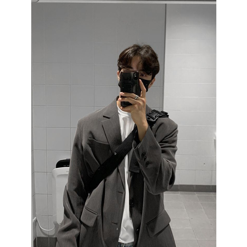 Casual Single-Breasted Lapel Loose Fit Men's Blazer