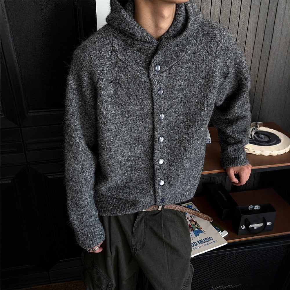 Casual Loose Knit Cardigan for Men with HoodAutumn/Winter FashionTrendy and Versatile