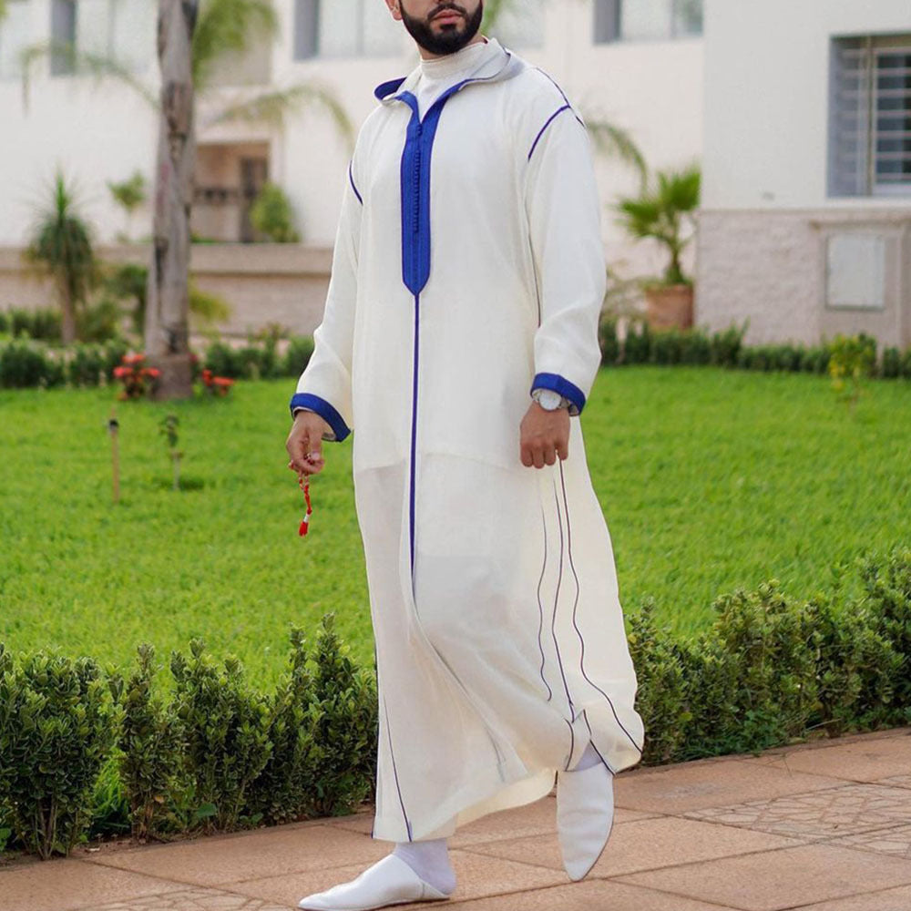 Men's long sleeved printed hooded loose casual men's traditional clothing