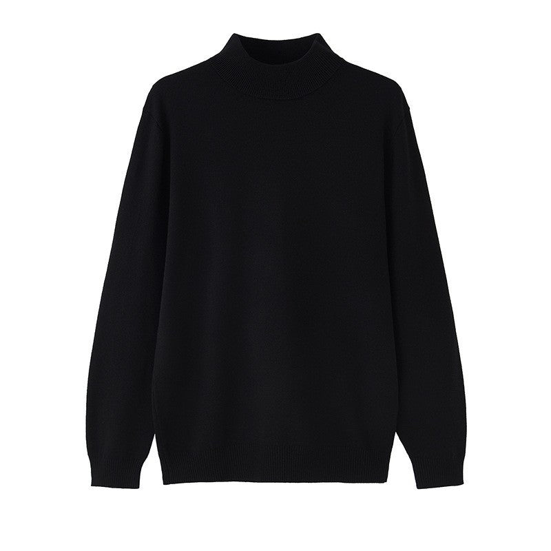 Casual Solid Color Long Sleeve Mock Neck Men's Knit Sweater