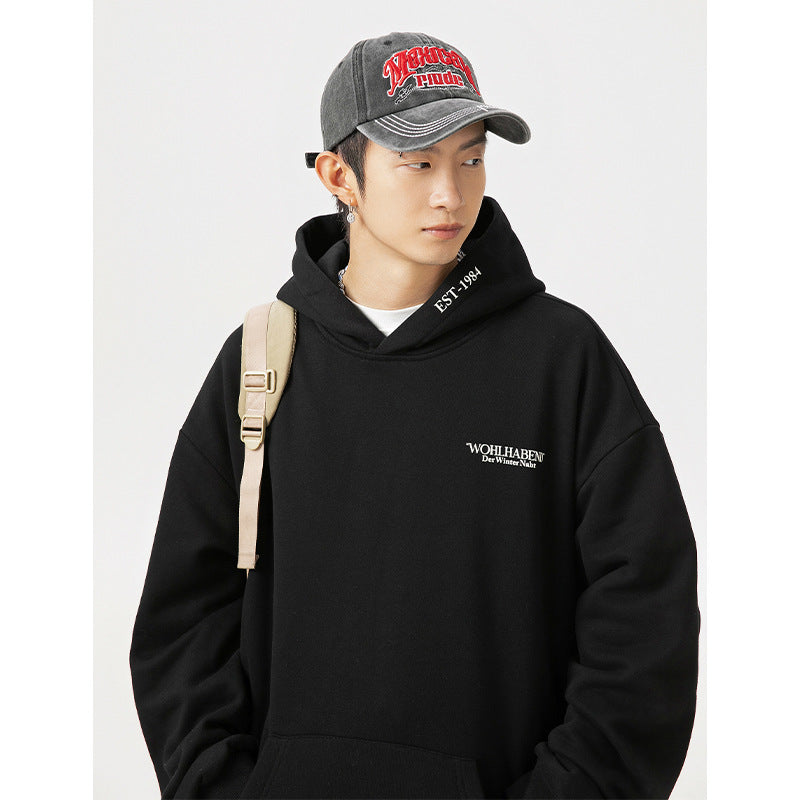 Oversized Heavyweight Vintage Puff Print Long Sleeve Hooded Unisex Sweatshirt