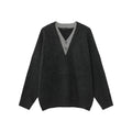 Men's Retro Relaxed Long Sleeve V-Neck Knitted Pullover Sweater
