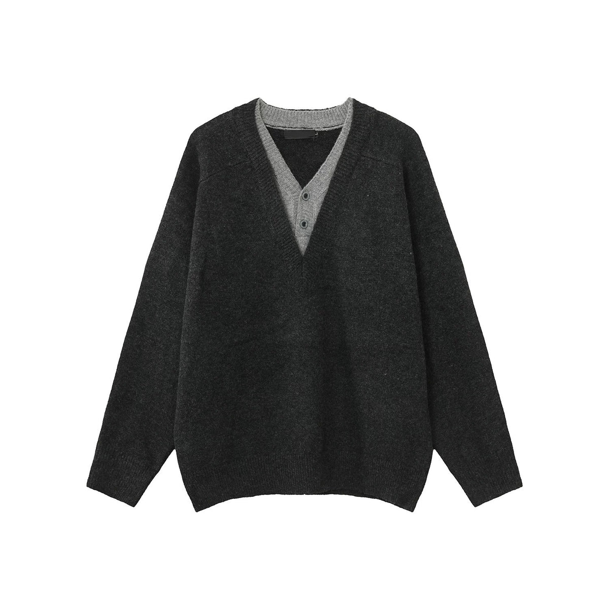 Men's Retro Relaxed Long Sleeve V-Neck Knitted Pullover Sweater